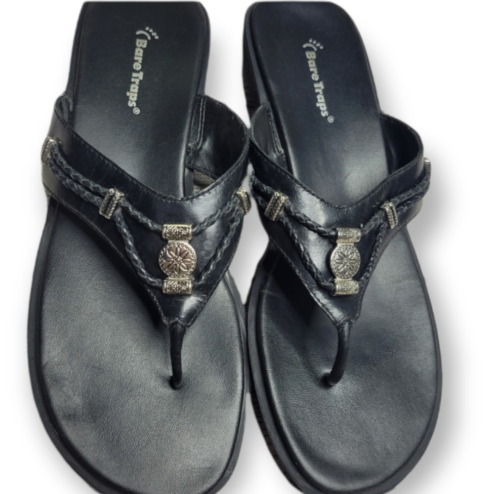 BareTraps Black Sandals with Silver Accents